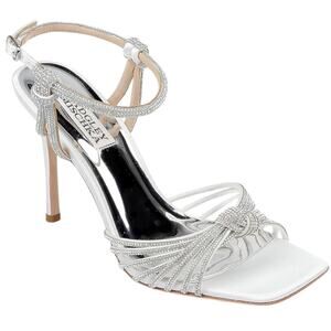 Badgley Mischka Estella Ankle Strap Heels White Satin | Size 6 | NIB w/ Dust Bag